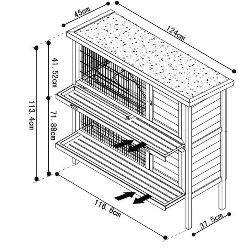 SMALL ANIMAL HUTCH "UTAH TERRA", L X W X H: 124 X 45 X 113