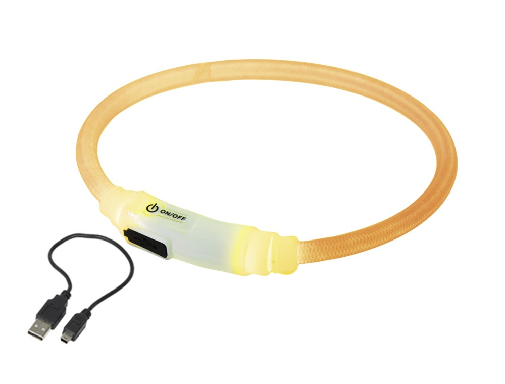 Zgarda cu LED pentru pisici  "VISIBLE" | galben | Ø 7 mm; 35 cm