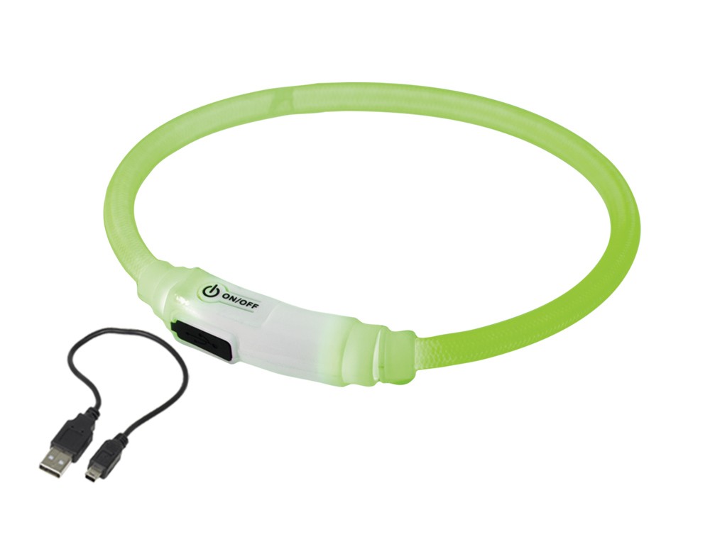 Zgarda cu LED pentru pisici  "VISIBLE" | verde | Ø 7 mm; 35 cm