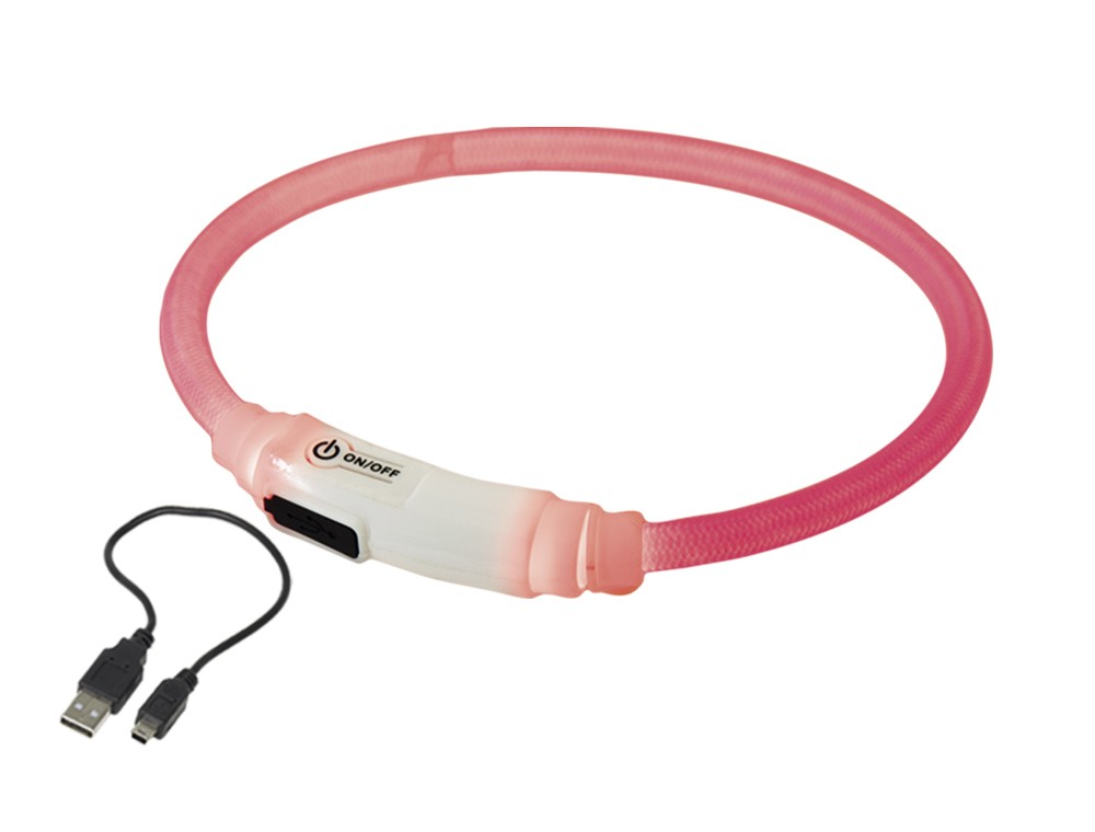 Zgarda cu LED pentru pisici  "VISIBLE" | pink | Ø 7 mm; 35 cm