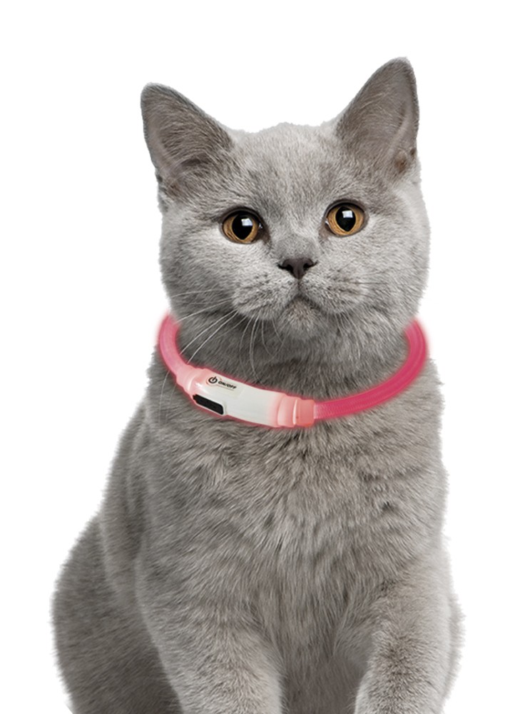 Zgarda cu LED pentru pisici  "VISIBLE" | pink | Ø 7 mm; 35 cm