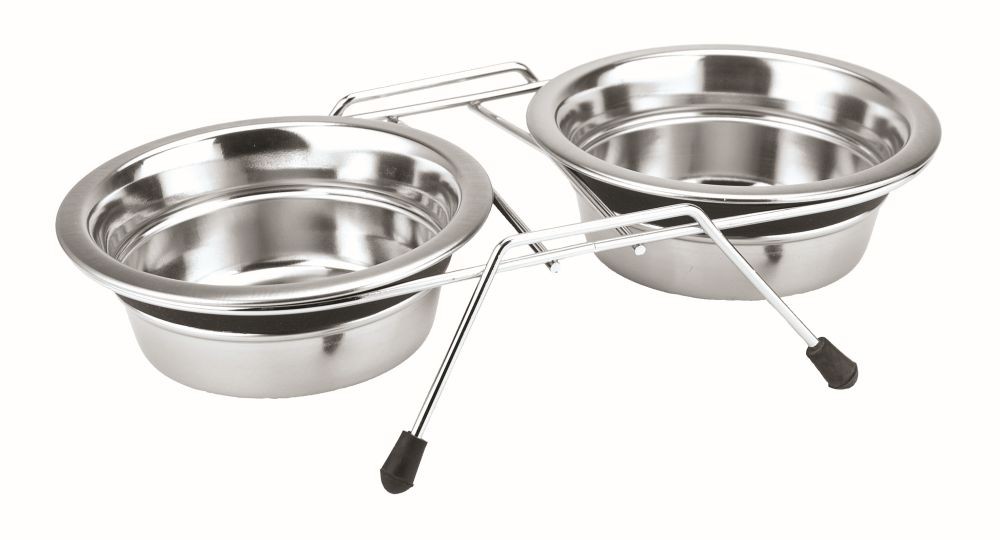 Castroane caini | Castron dublu din inox "SILENT DINER" | incl. 2 castroane | 0,20 L