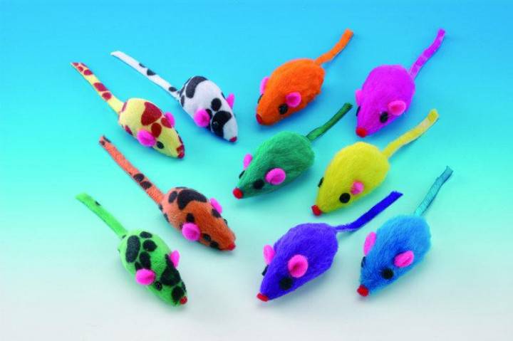 PLUSH MOUSE SHORT HAIR WITH RATTLE, 4 CM; 4 PCS