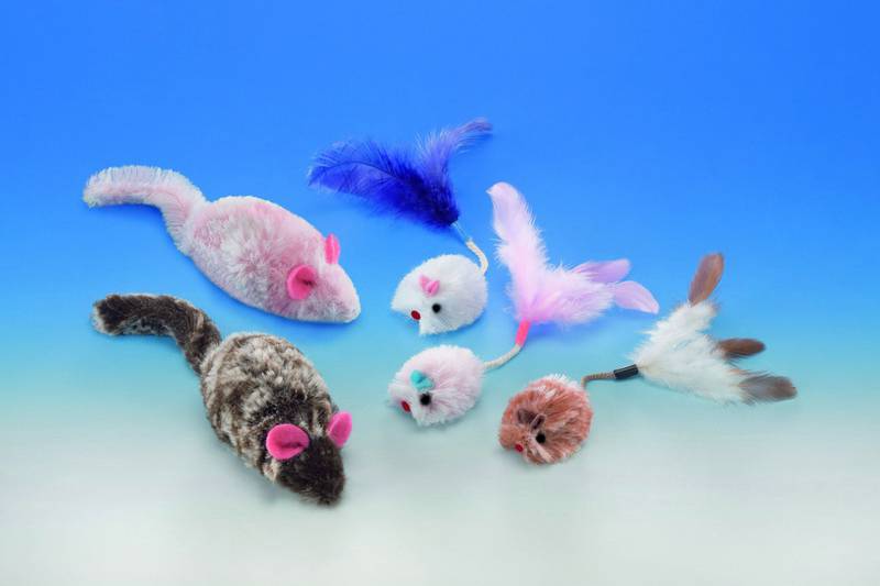 PLUSH MOUSE WITH RATTLE  2 PCS., 7 CM