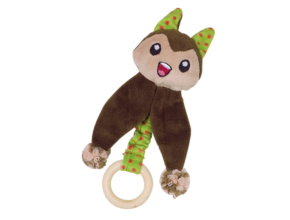 Jucarii pisici | Jucarie pentru pisici "Pisica din plus" |  cu catnip si inel din lemn | 17 cm
