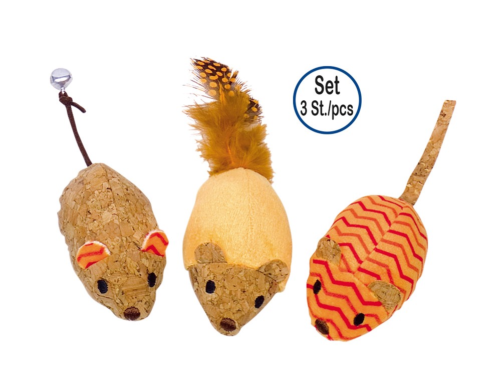 Jucarii pisici | Jucarie pentru pisici "Soricei cu catnip" | 12cm | Set 3 buc.