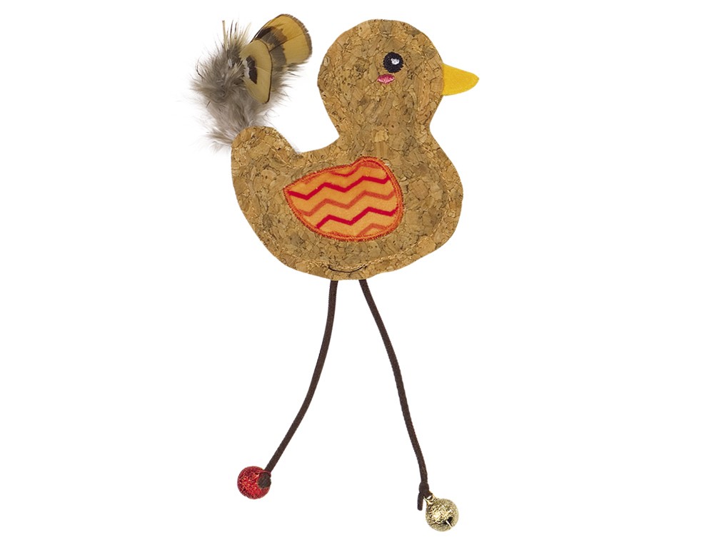Jucarii pisici | Jucarie pentru pisici "Pasare din pluta" cu catnip | portocaliu | 17 cm