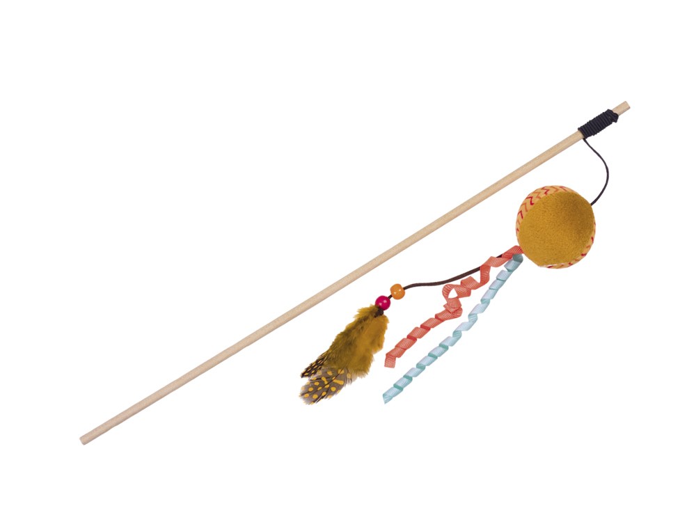 Jucarii pisici | Jucarie pentru pisici | "Undita cu minge din plus" | cu catnip | portocaliu | 40 cm / 95 cm