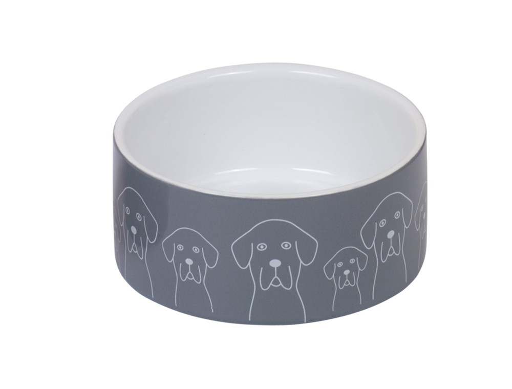 Castroane caini | Castron din ceramica | "Dogs" | Ø 15 x 6 cm | 0,55 l | alb