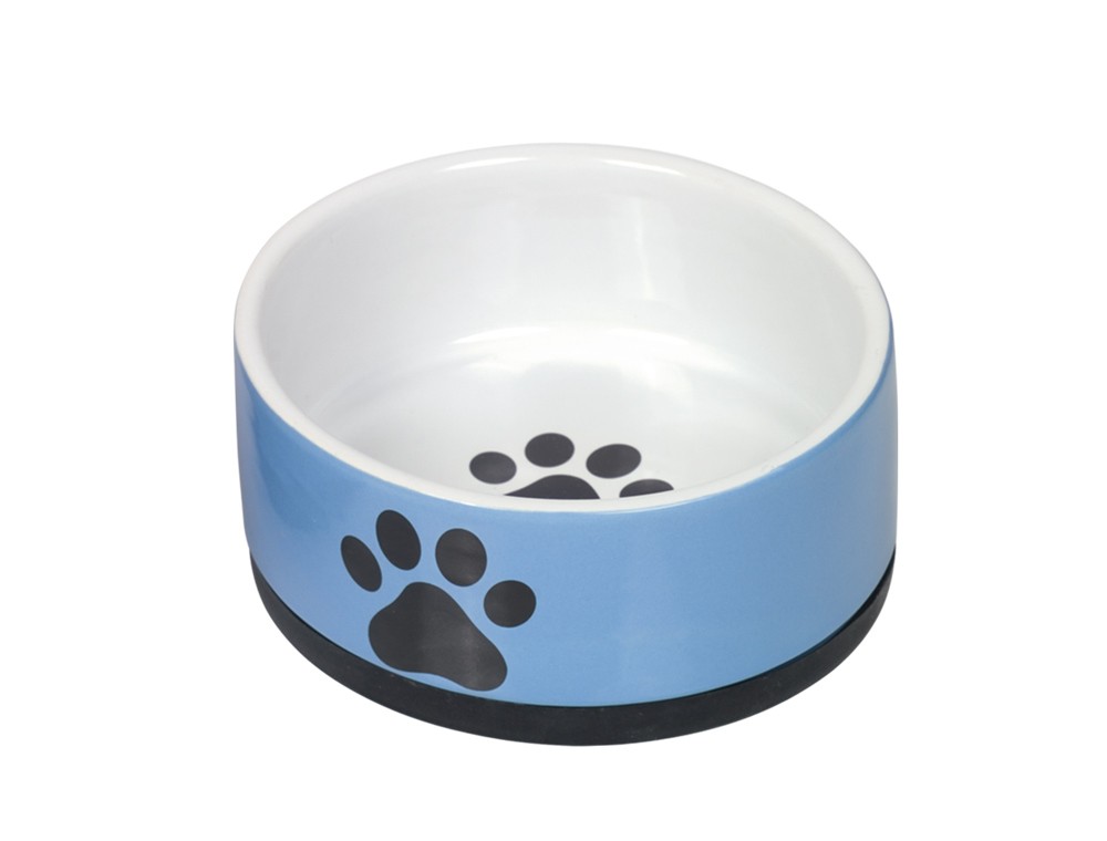 Castron caini | Castron din ceramica  "Paw" | albastru | Ø 14 x 6,5 cm, 0,4 l