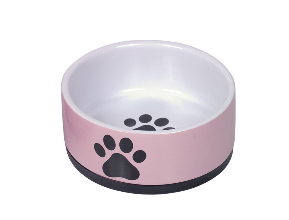 Castron caini | Castron din ceramica  "Paw" | pink | Ø 14 x 6,5 cm, 0,4 l