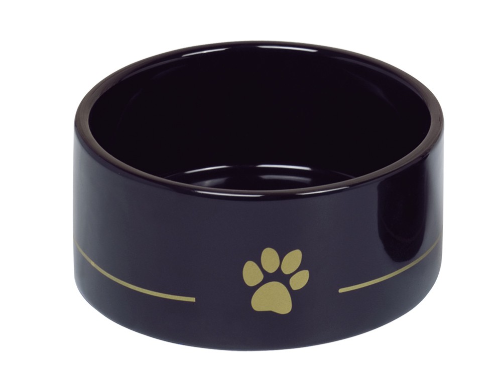 Castron caini | Castron din ceramica "Golden Paw" | negru | Ø 18 x 7 cm, 1,10 l