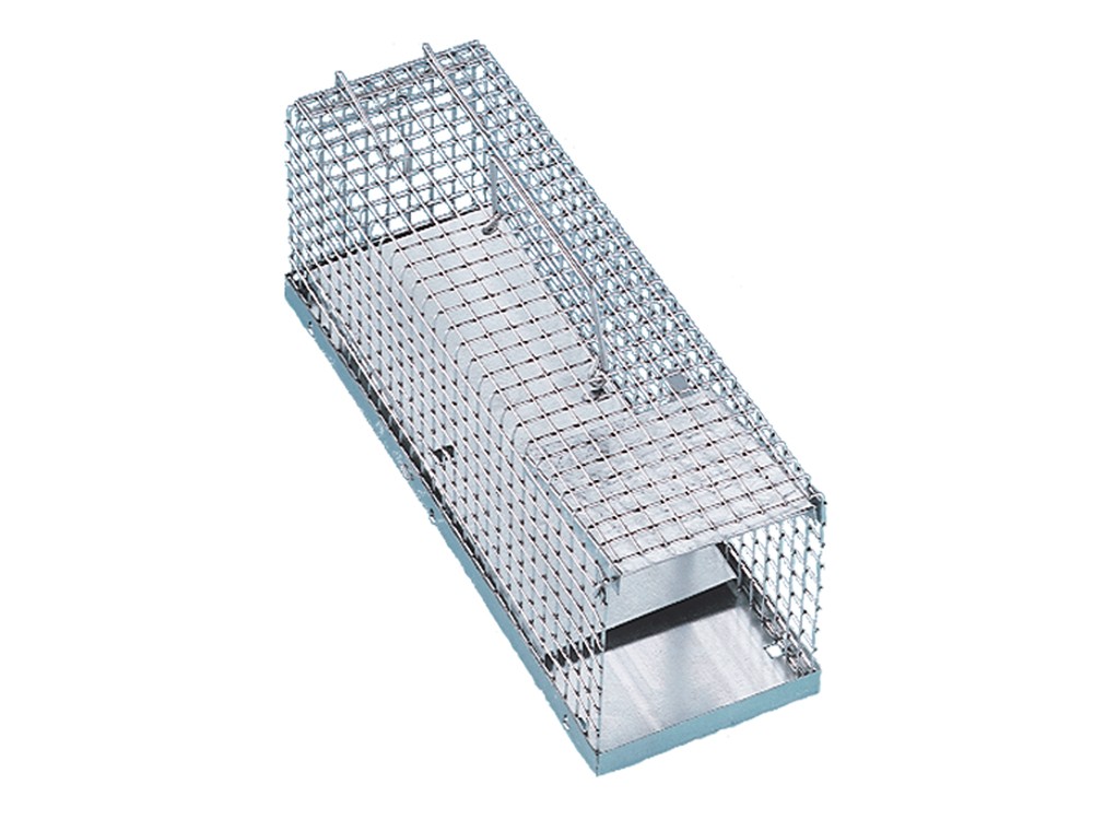 RAT CAGE-TRAP WITH STEEL SHEET ROCKER, 40 X 12 X 12 CM